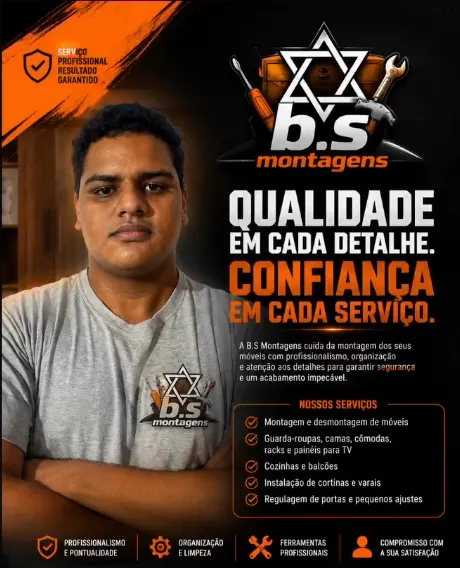 Montador da B.S Montagens em ação